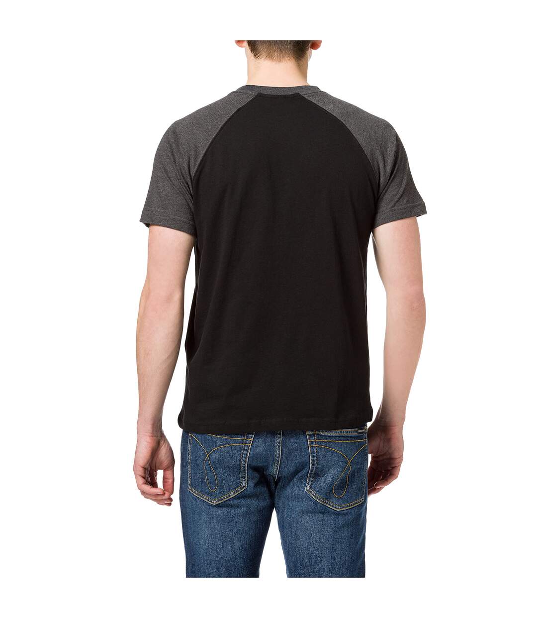 T-shirt Manches Contrastées Homme Noir Charbon Chiné Build Your Brand-3