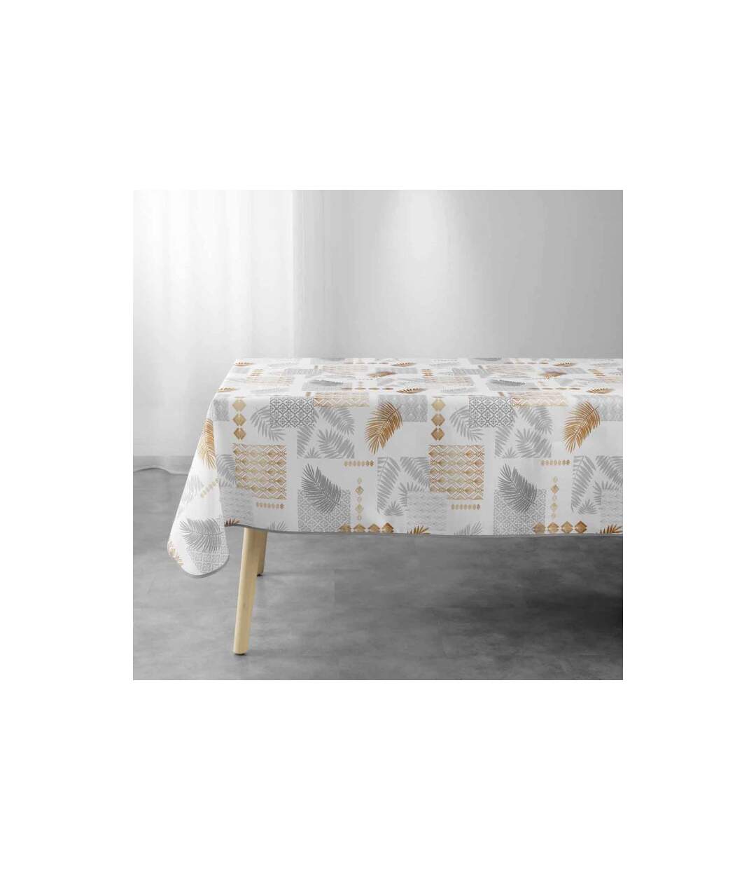 Nappe Imprimée Olenna 150x240cm Jaune & Blanc-1