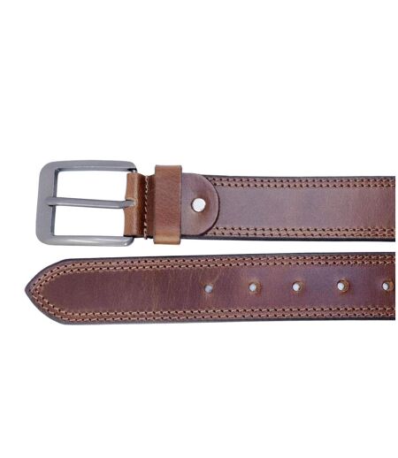 Ceinture en cuir marron foncé pour homme - élégance décontractée en vachette véritable