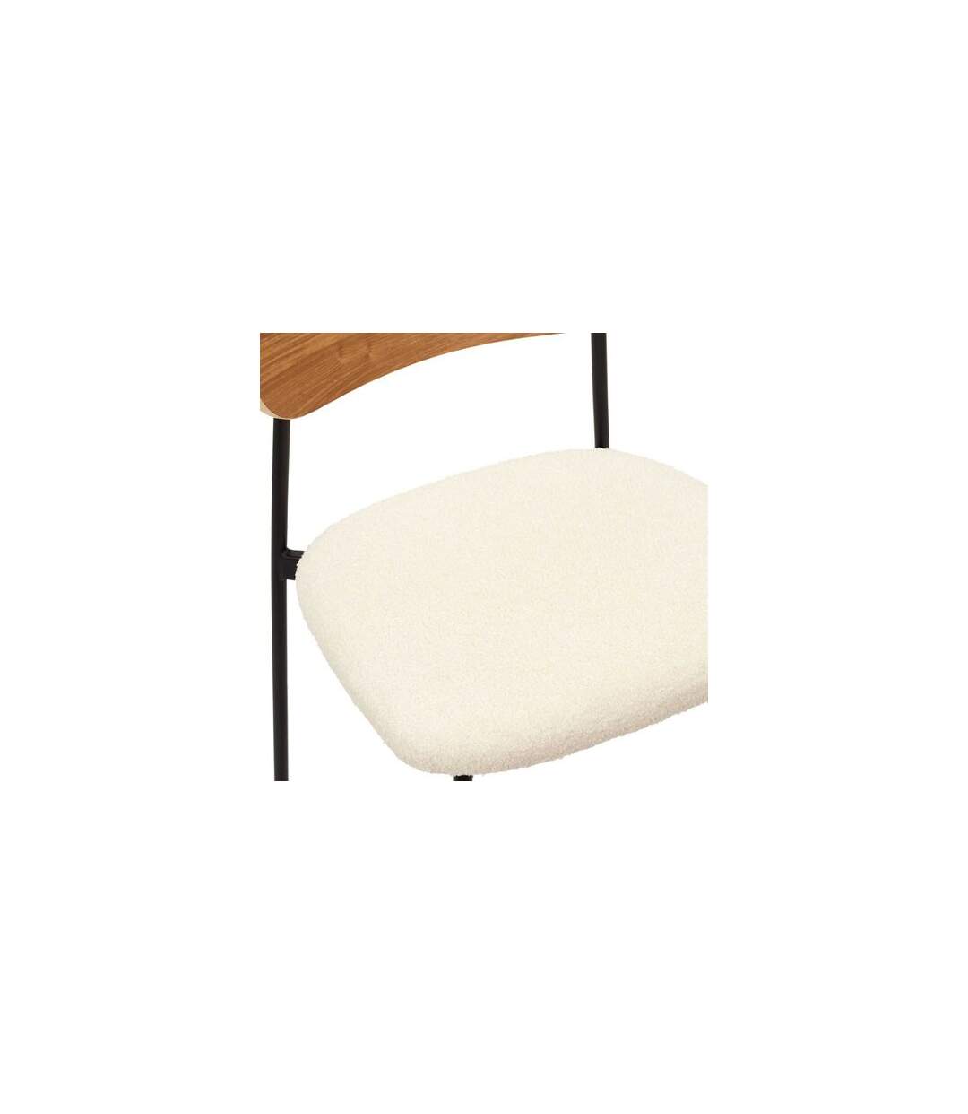 Lot de 4 Chaises effet bouclette Loki en contreplaqué et polyester - Beige et Blanc-5