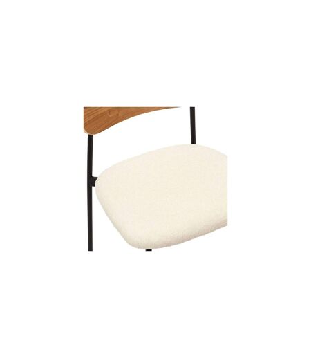 Lot de 4 Chaises effet bouclette Loki en contreplaqué et polyester - Beige et Blanc