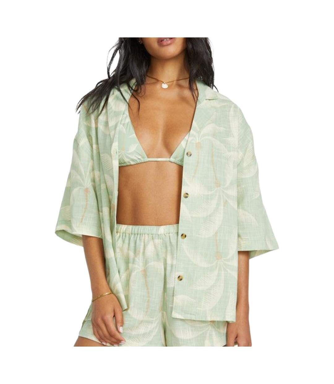 Chemise verte femme billabong beach side-1