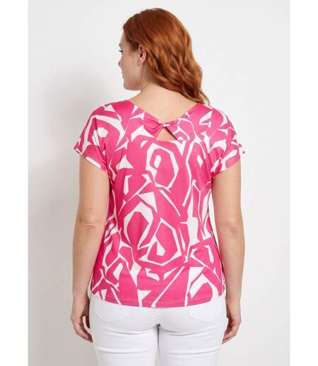 T-shirt droit court col V imprimé graphique
