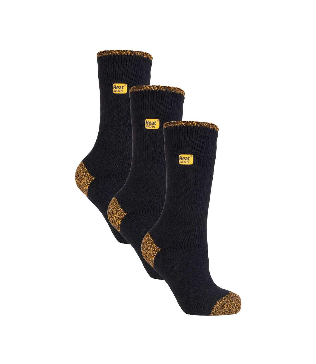 3-Pack Unisex Winter Crew Work Socks in Black with Reinforced Heel & Toe-1