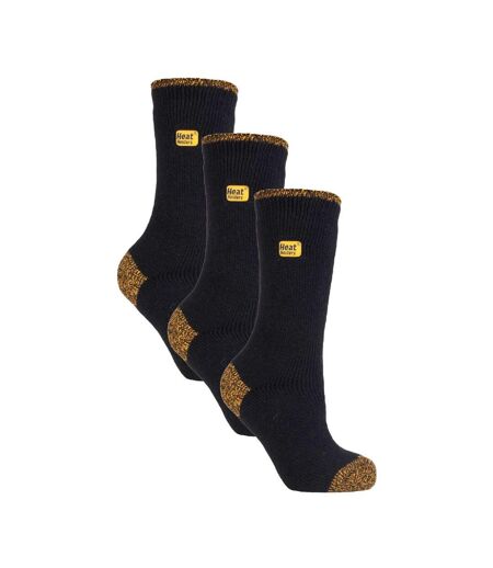 3-Pack Unisex Winter Crew Work Socks in Black with Reinforced Heel & Toe