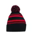 Bonnet Motif/style Rayé Fan Adulte Noir Rouge Classique Beechfield-2