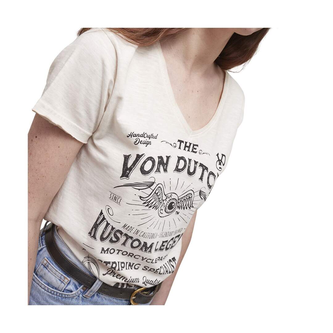 T-shirt femme col en V effet usé en coton Hand Vondutch-2