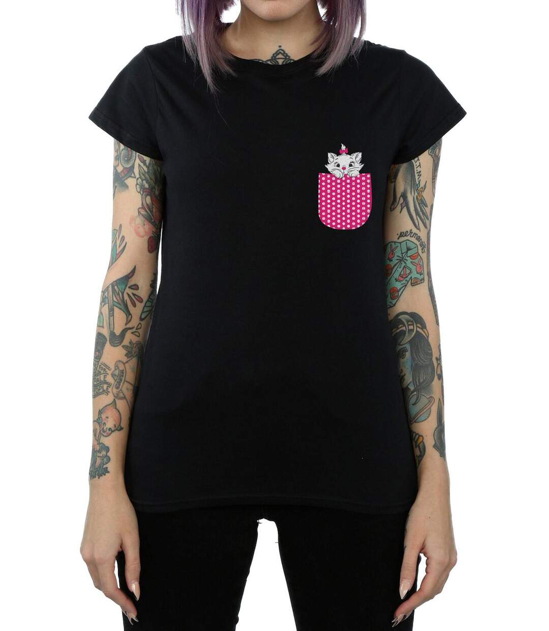 Disney - T-shirt ARISTOCATS MARIE CHEST - Femme (Noir) - UTBI15040-3