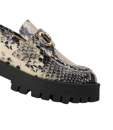 Womens/ladies Snake Print Loafers Light Beige Steve Madden