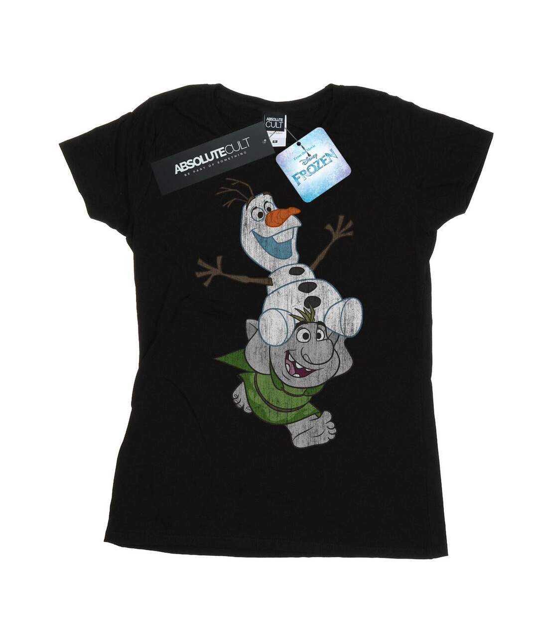Disney T-shirt en coton Femme/Femme Frozen Olaf And Troll (Noir) - UTBI22017-1