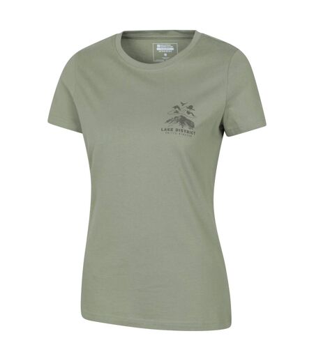 Womens/ladies lake district sunset t-shirt khaki green Mountain Warehouse