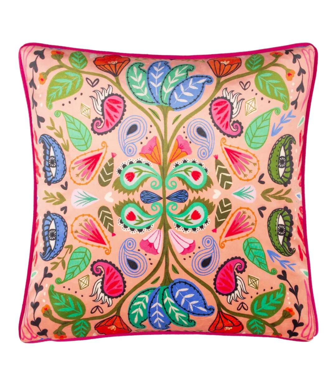 Paisley cushion cover 50cm x 50cm pink/blue Kate Merritt-1