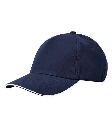 Casquette De Baseball Motif/style 5 Panneaux Earthaware Classic Bleu Marine Français Blanc Beechfield