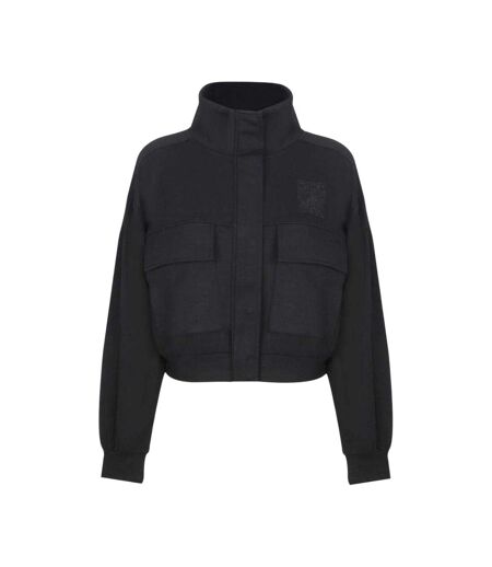 Womens/ladies Funnel Neck Crop Sweatshirt Black Biba