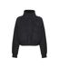 Womens/ladies Funnel Neck Crop Sweatshirt Black Biba-1