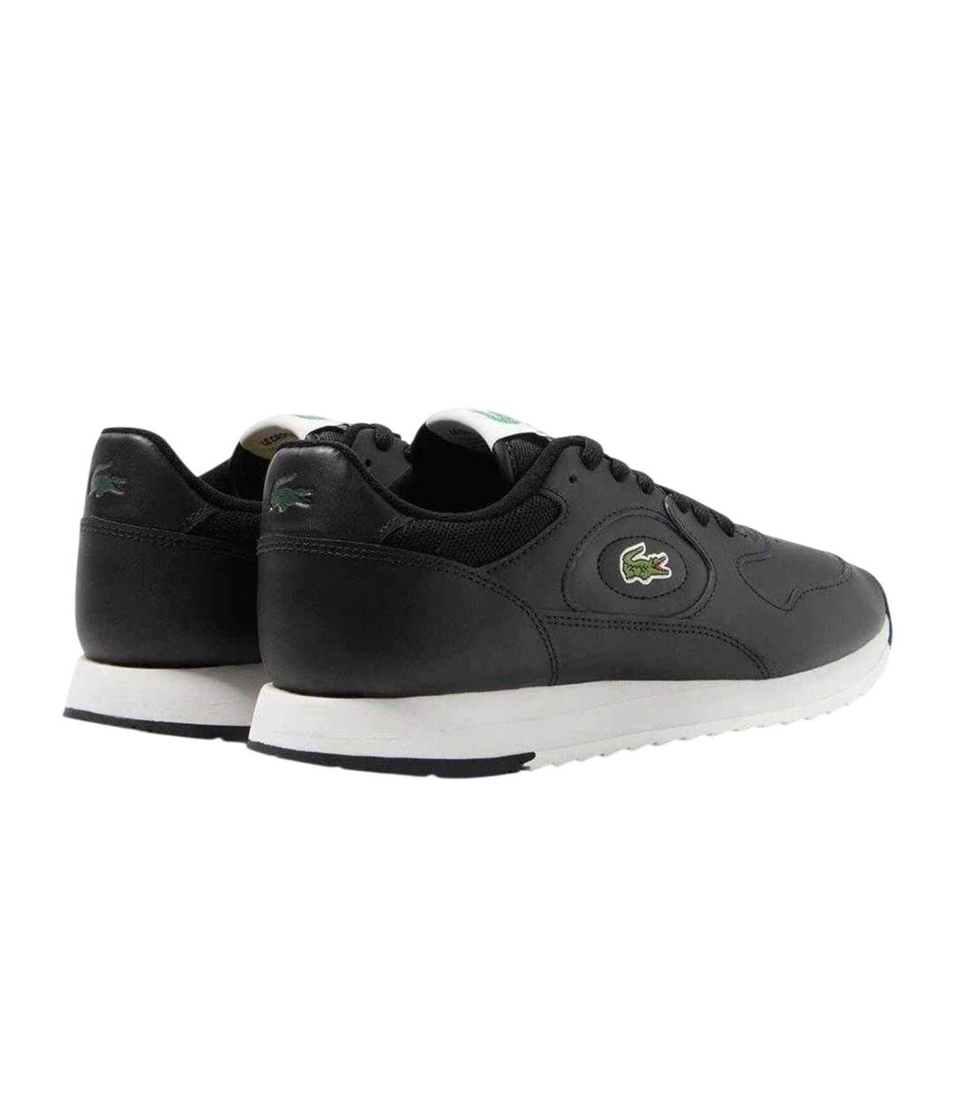 Mens Linetrack Leather Running Trainers Black Off White Lacoste-2