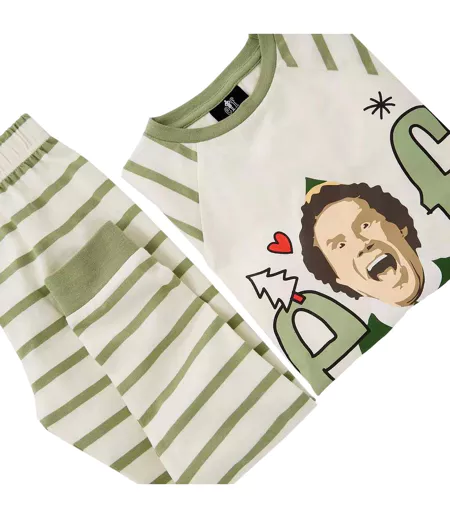 Ensemble De Pyjama Long Manches Longues Motif/style Rayé Homme Blanc Vert Elf
