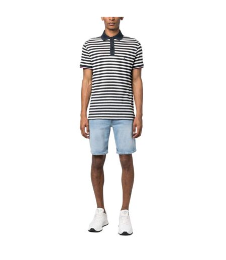Polo Motif/style Rayé Homme Bleu Marine Blanc Tommy Hilfiger