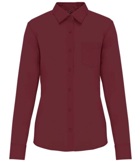 Chemise popeline manches longues - Femme - K549 - rouge vin