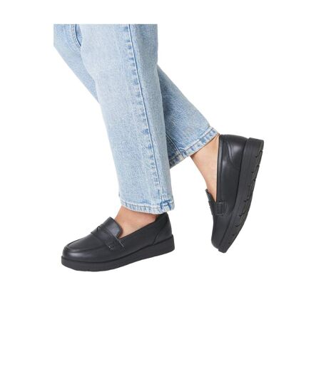 Womens/ladies lily wedge loafers black Good For The Sole