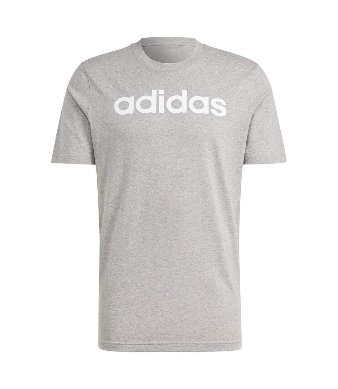 T-shirt Style Logo Brodé Essentials Linear Homme Gris Argenté Adidas-2