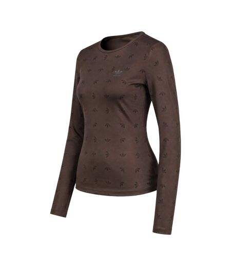 Womens/ladies Trefoil All-over Print Base Layer Top Brown Adidas