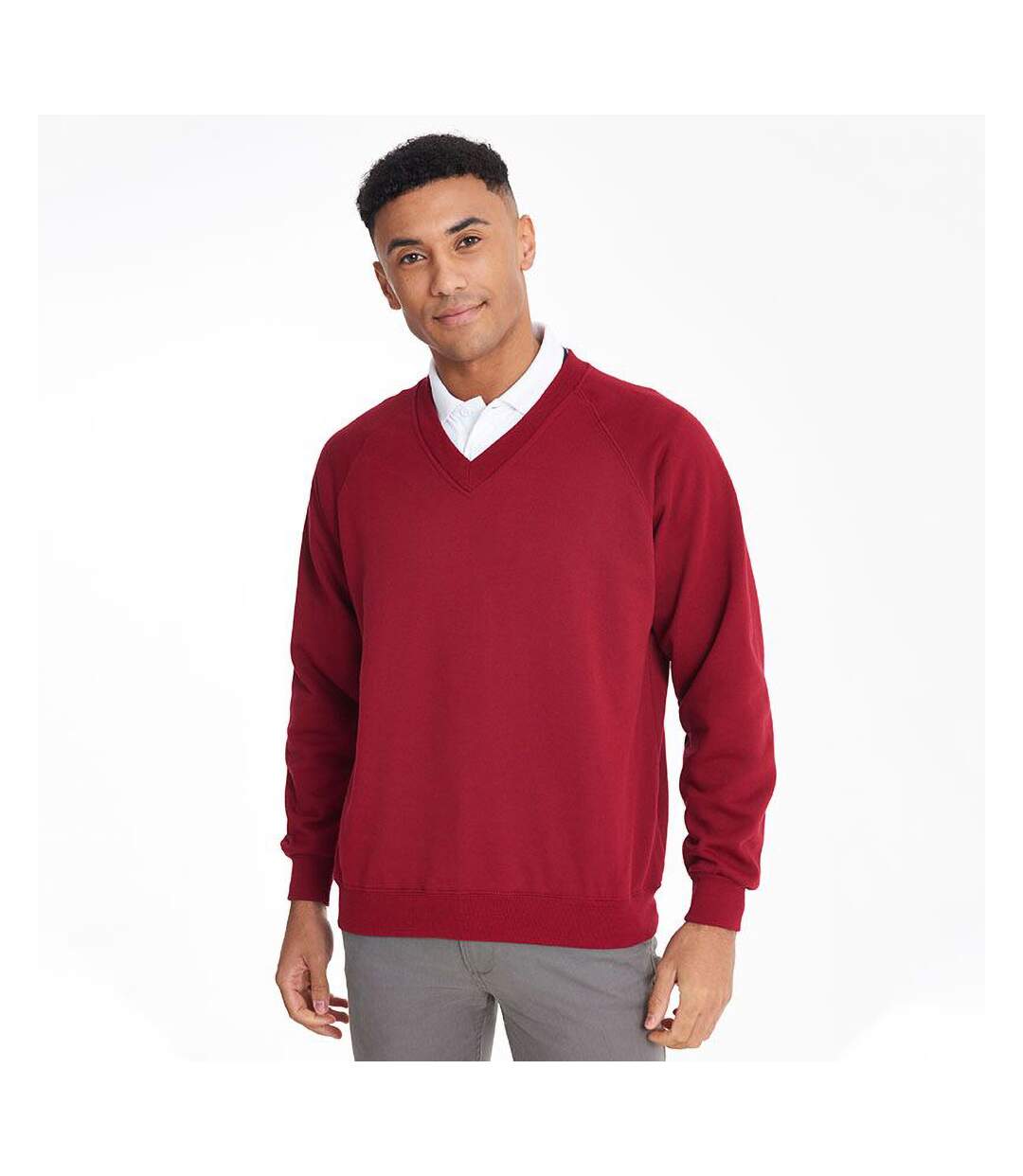 Sweatshirt avec col en v homme rouge Maddins