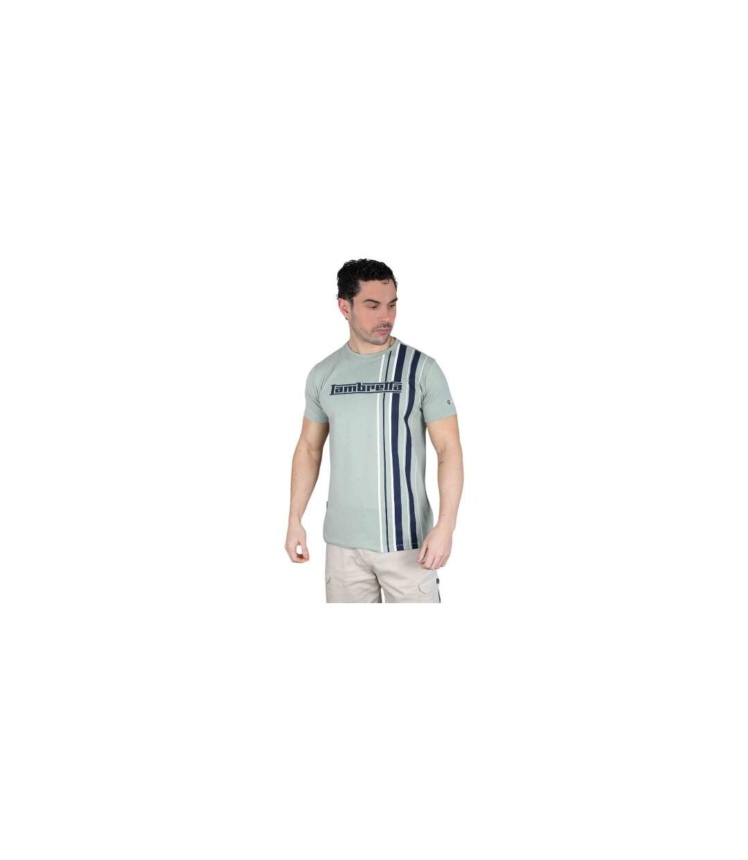 Mens Racing Stripe T-shirt Iceberg Green Lambretta-1