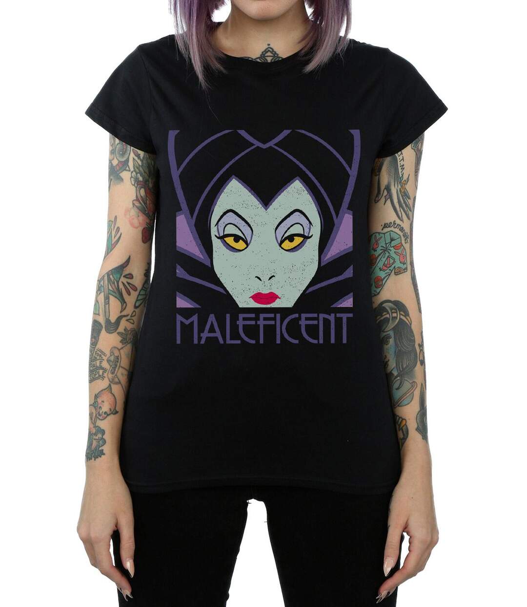 Disney - T-shirt MALEFICENT CROPPED HEAD - Femme (Noir) - UTBI14744-3