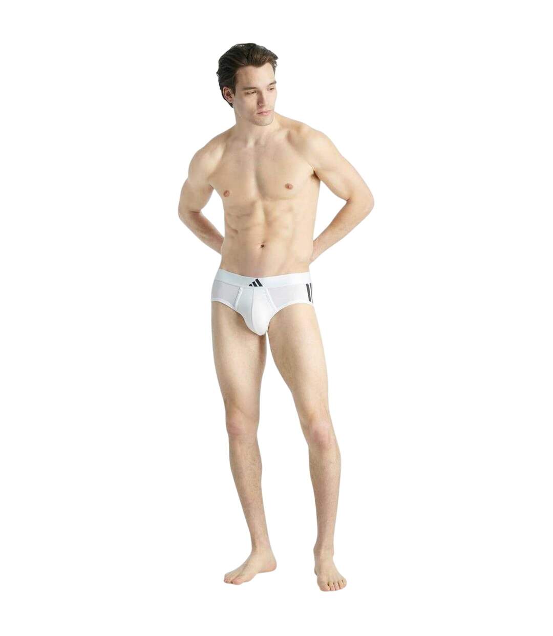 Pack Of 2  Mens Plain Briefs  White Black Adidas-4