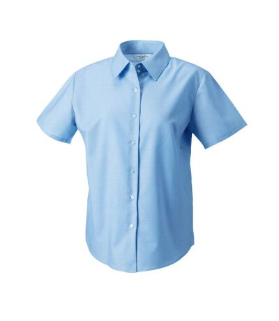 Womens/ladies Oxford Short-sleeved Shirt Oxford Blue Russell Collection
