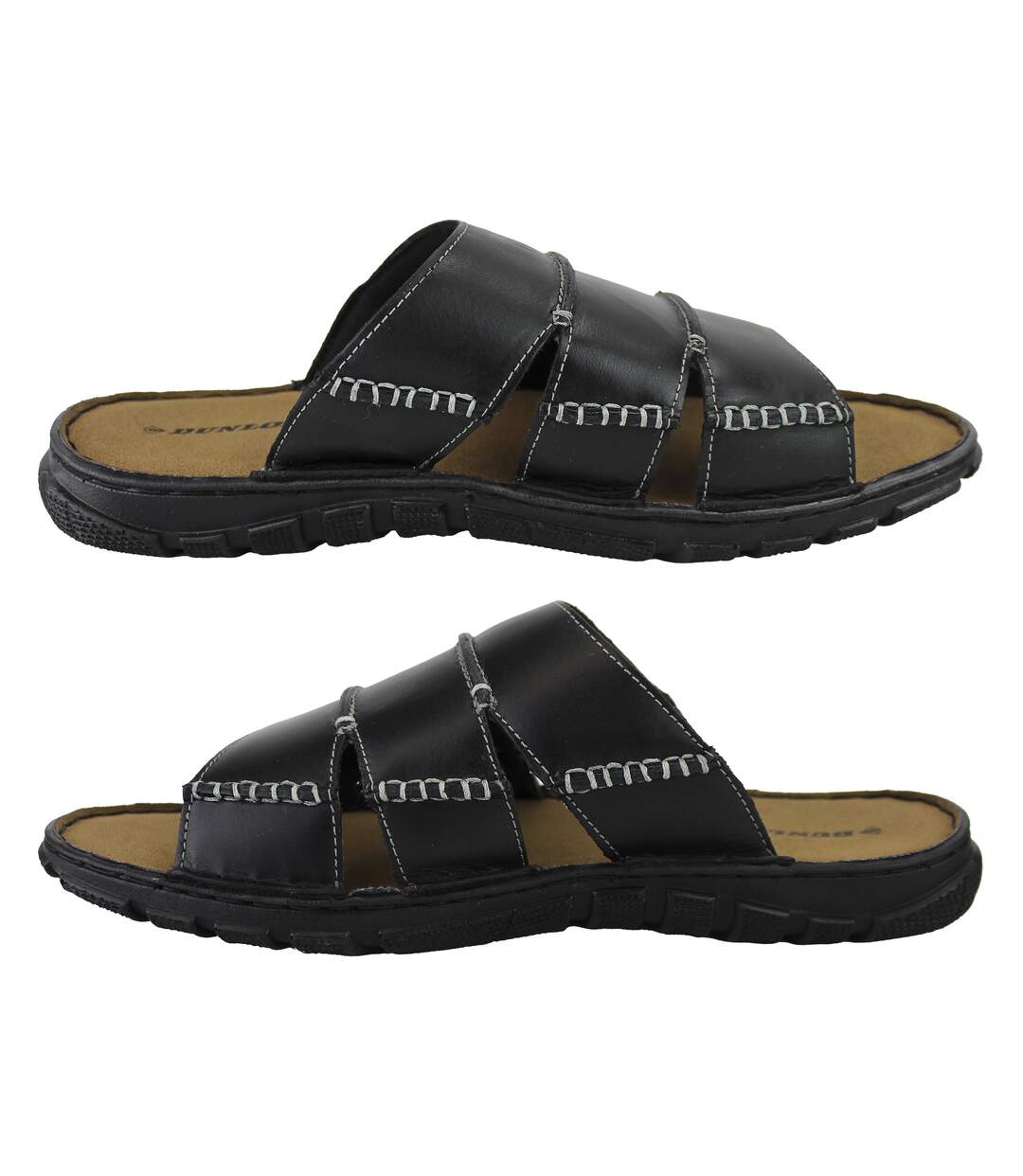 Mens Summer Beach Leather Slip On Slippers-3