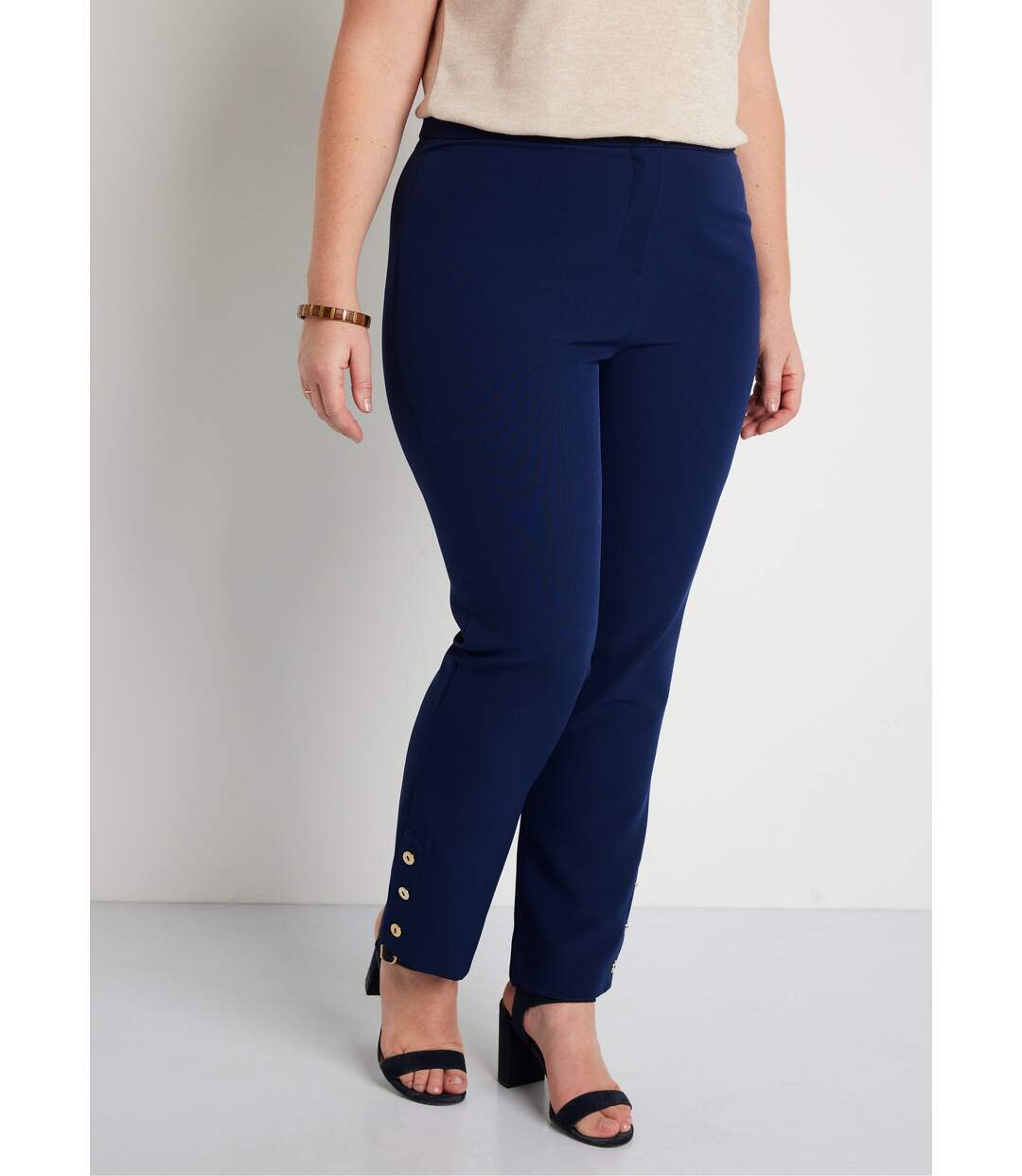 Pantalon droit 7/8e uni infroissable-1