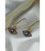 Long Silver Evil Eye Huggie Dainty Zircon Devil Eye Charm Latch Back Earrings