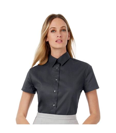 B&C Womens/Ladies Sharp Twill Short Sleeve Shirt (Black) - UTBC124