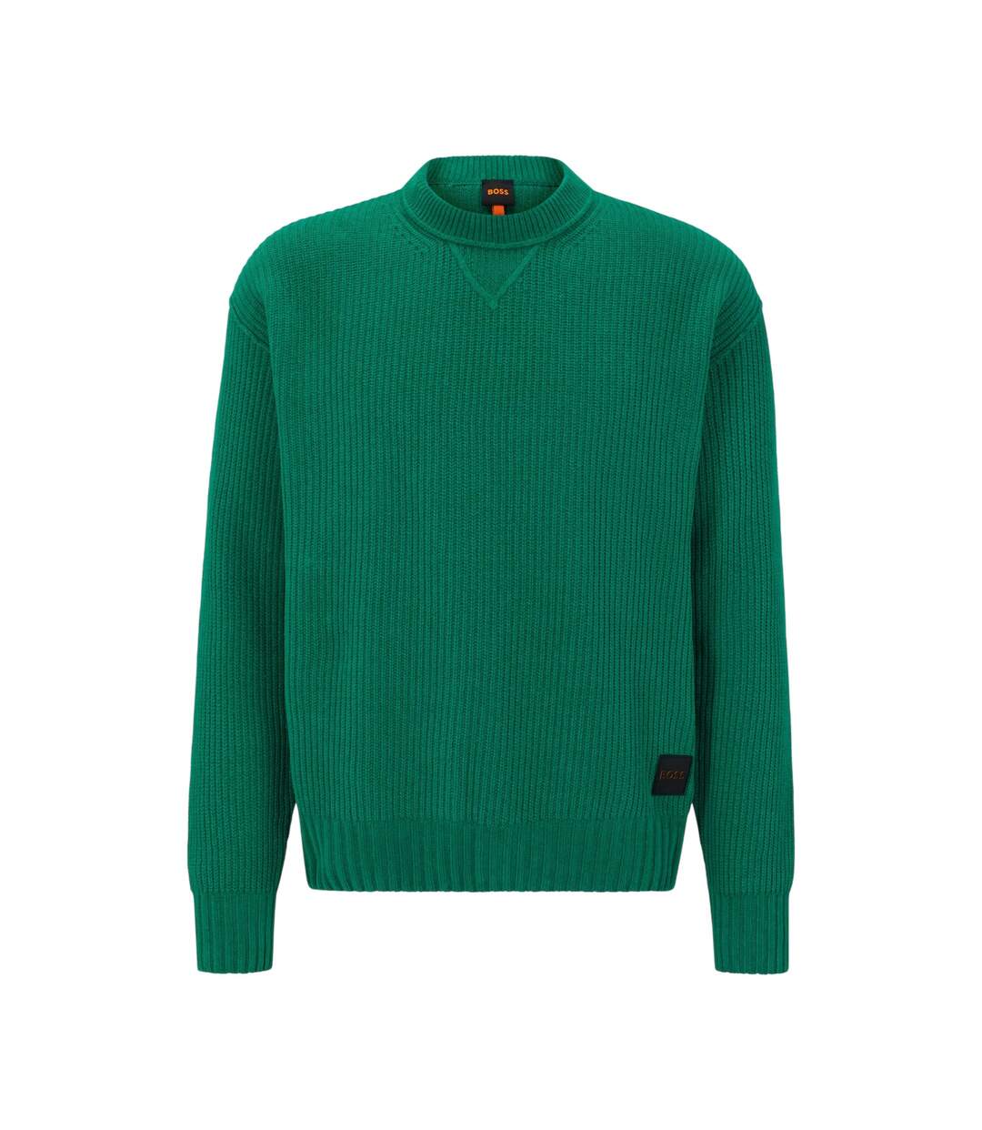 Unisex Adult Ribbed Regular Sweater Top Green Boss-2