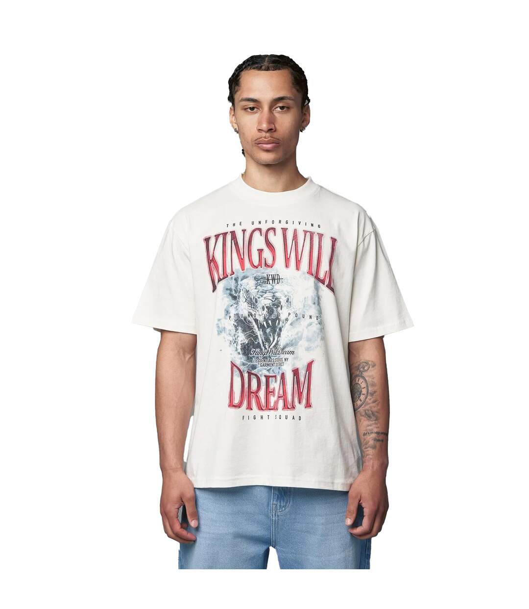 T-shirt Studio Snake Smile Homme Blanc Cassé Kings Will Dream-2