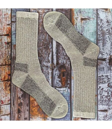 2 Pack Mens Cushioned Heel & Toe Thermal Wool Hiking Socks