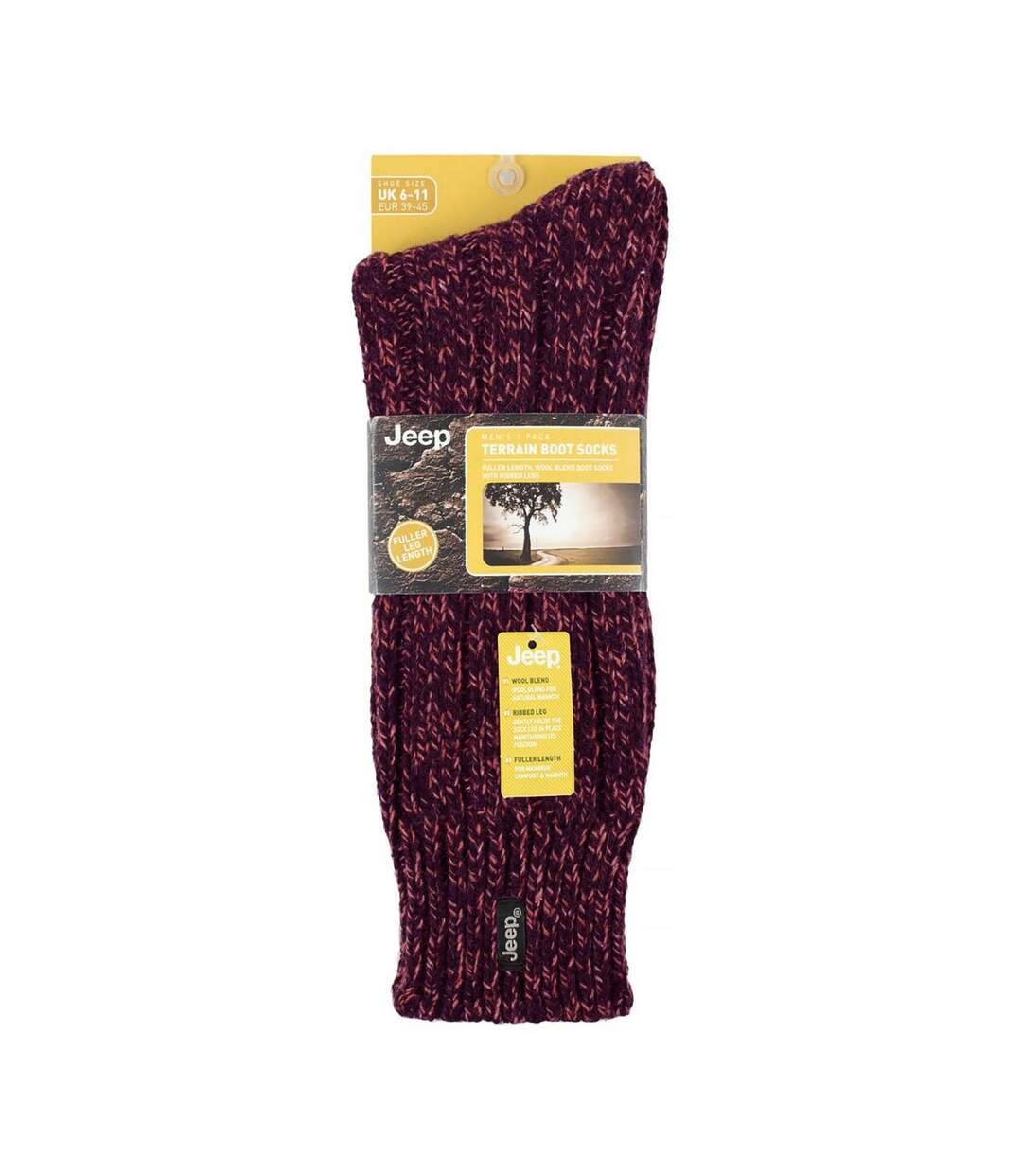 1 Pack Men's Ribbed Wool Hiking Socks | Knit Design Padded Boot Socks-2