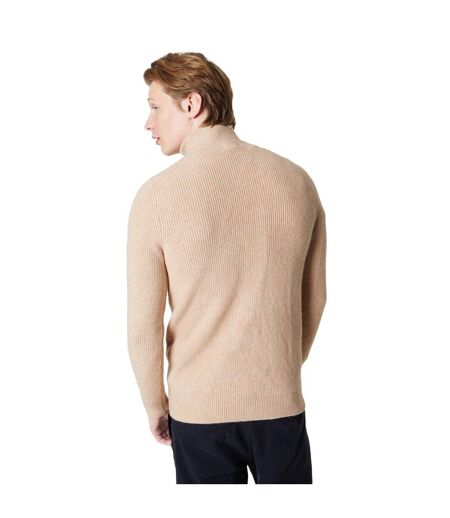 Mens fisherman zip neck jumper oatmeal Burton