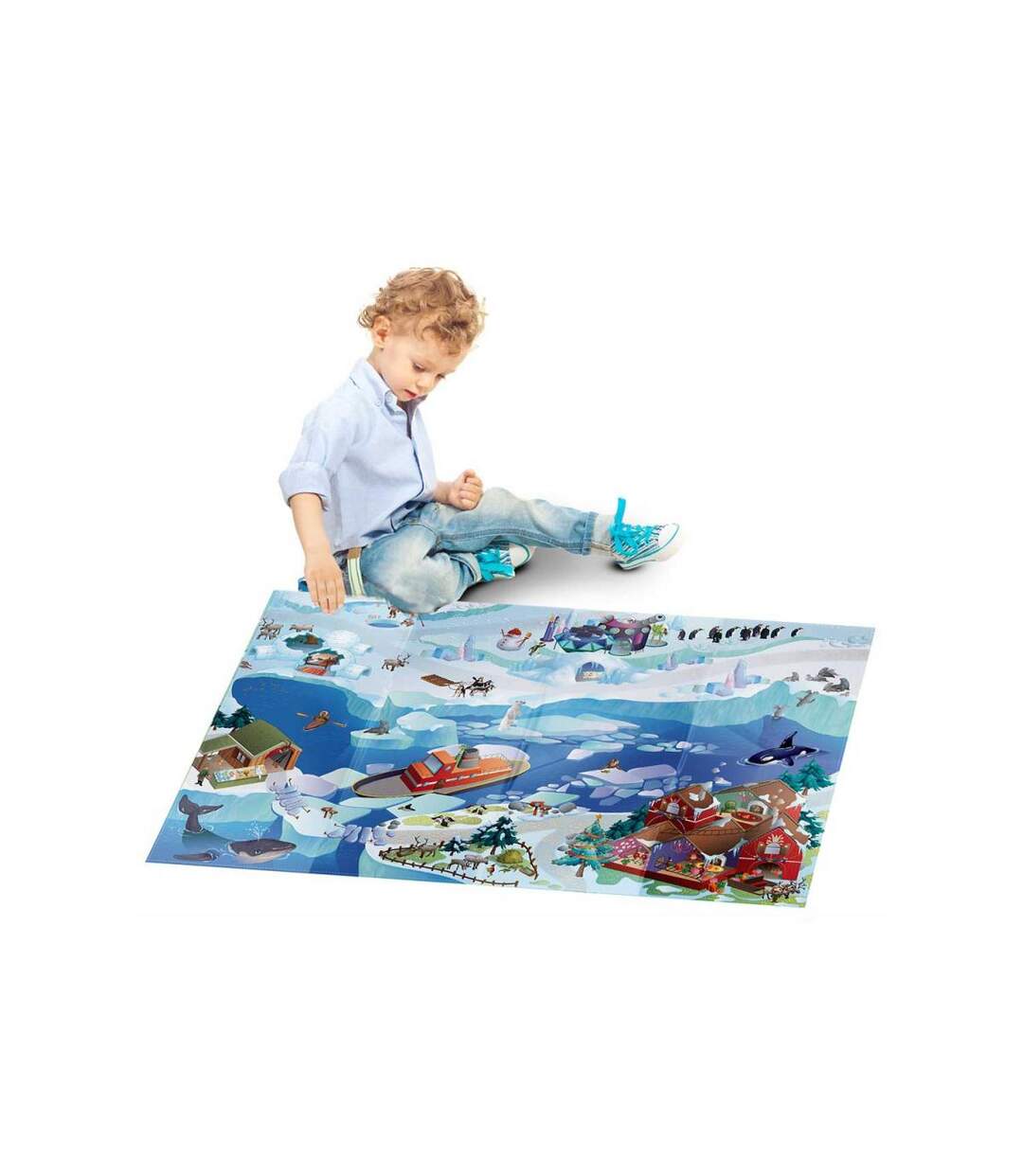 Tapis salon et chambre tissé motif enfant NAPPE BANQUISE A-2