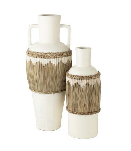 Vase Amphore Design Herbes 100cm Blanc
