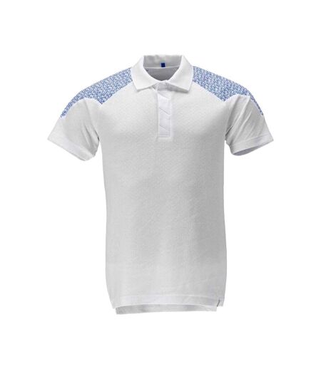 Unisex Adult Food & Care Polo Shirt White Azure Blue Mascot