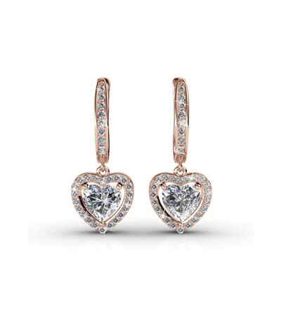 Boucles d'oreilles Only Love - Or Rosé et cristal