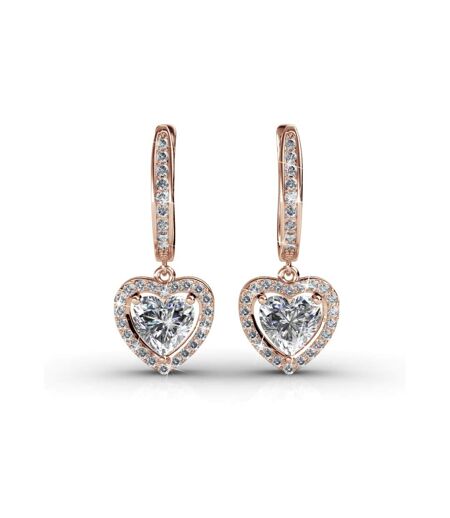 Boucles d'oreilles Only Love - Or Rosé et cristal