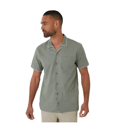 Chemise Manches Courtes Burnley Homme Vert De Gris Clair Threadbare