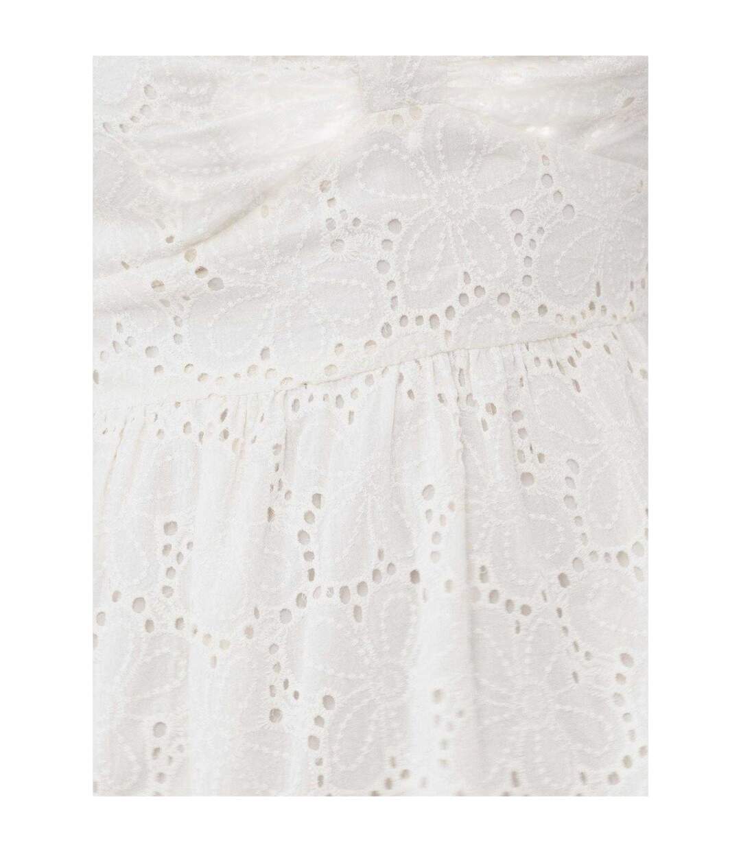 Robe Courte Manches Bouffantes Motif/style Nœud Femme Crème Lovedrobe-4