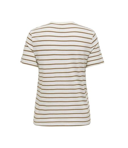 T-Shirt blanc/camel femme only liva