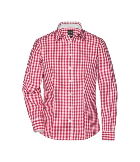 Blouse Motif/style À Carreaux Femme Rouge Blanc James And Nicholson