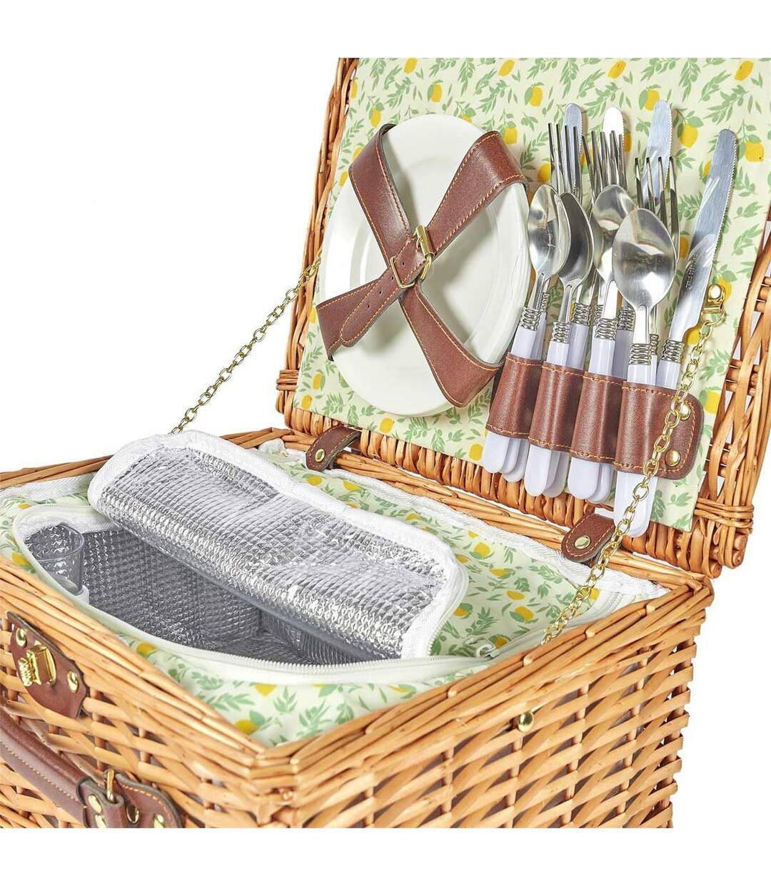 Panier de Pique Nique 4 Personnes 38cm Marron-4